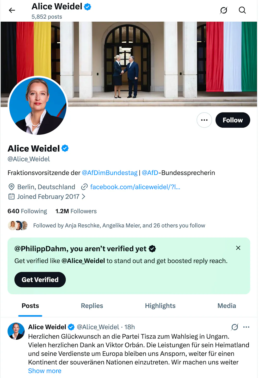 Alice Weidels X-Auftritt.