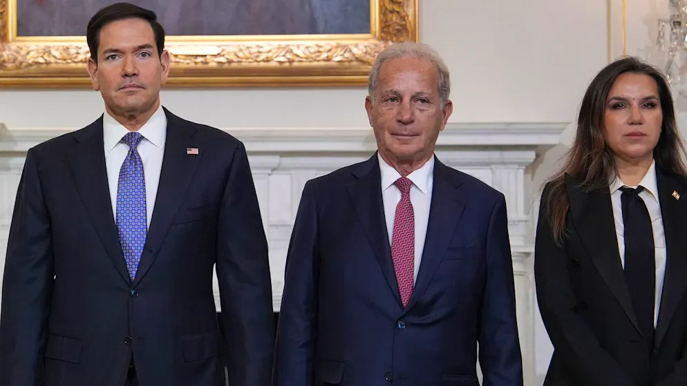 Von links nach rechts: US-Aussenminister Marco Rubio, US-Botschafter im Libanon Michel Issa und die libanesische Botschafterin in den USA, Nada Hamadeh Moawad.