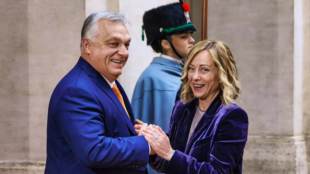 Giorgia Meloni receives Viktor Orban in Rome in December 2024.