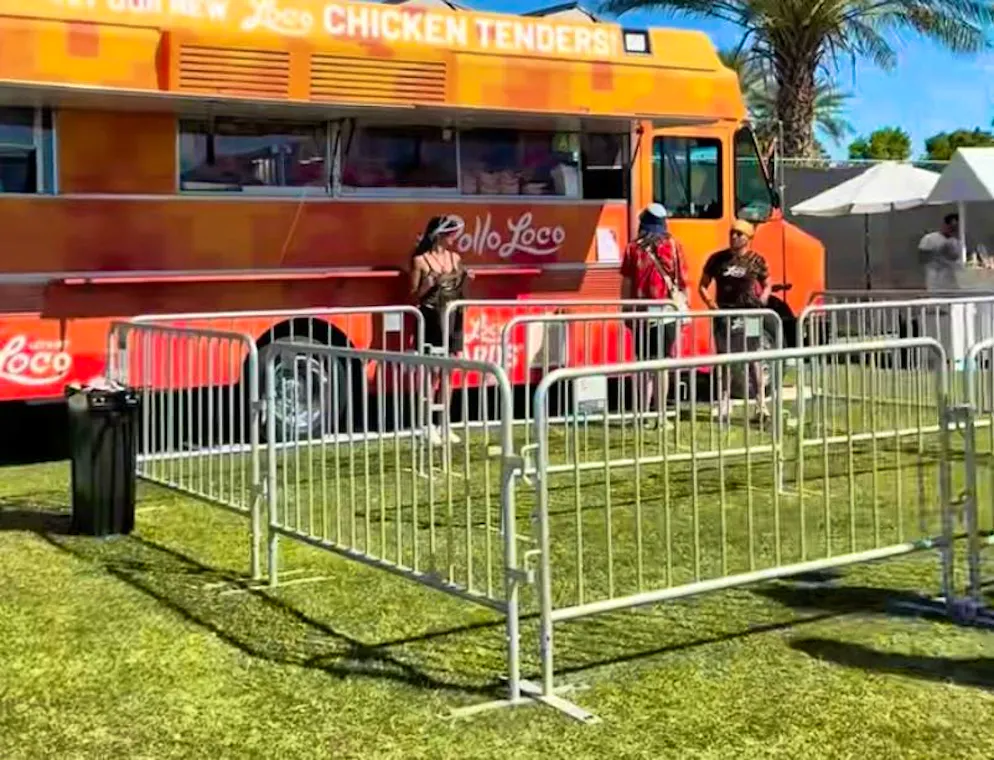 Empty food stalls at the Coachella Festival and Revolve Festival.