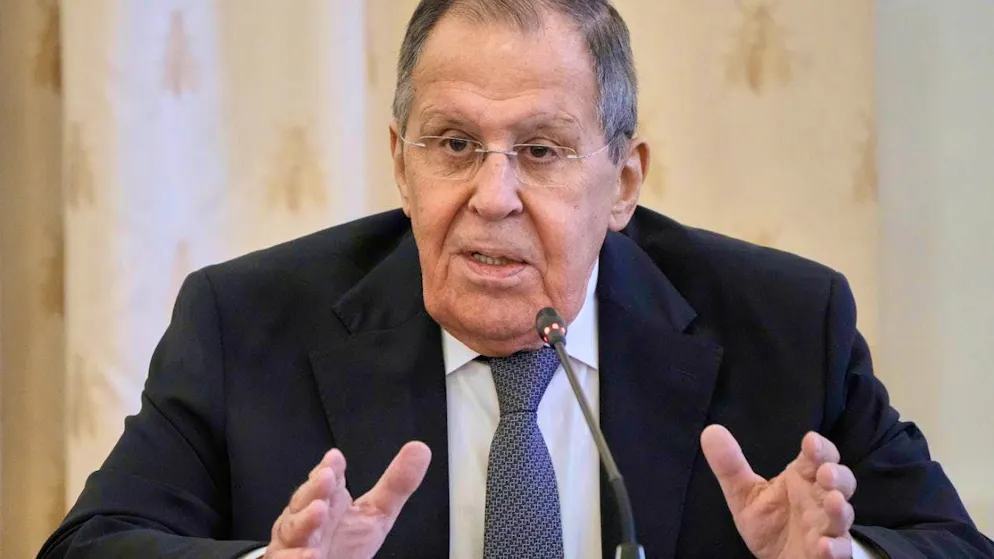 Russian Foreign Minister Sergey Lavrov gestures during his speech at a general assembly of the Russian Council for International Affairs. Photo: Alexander Zemlianichenko/Pool AP/dpa