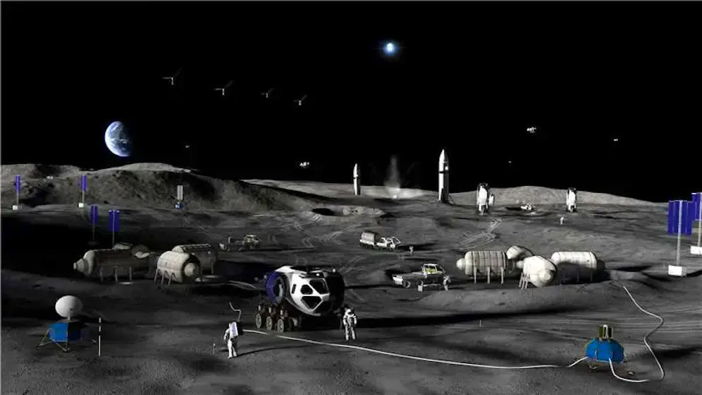 Diese Visualisierung zeigt, wie die Mondbasis der Nasa dereinst aussehen soll.