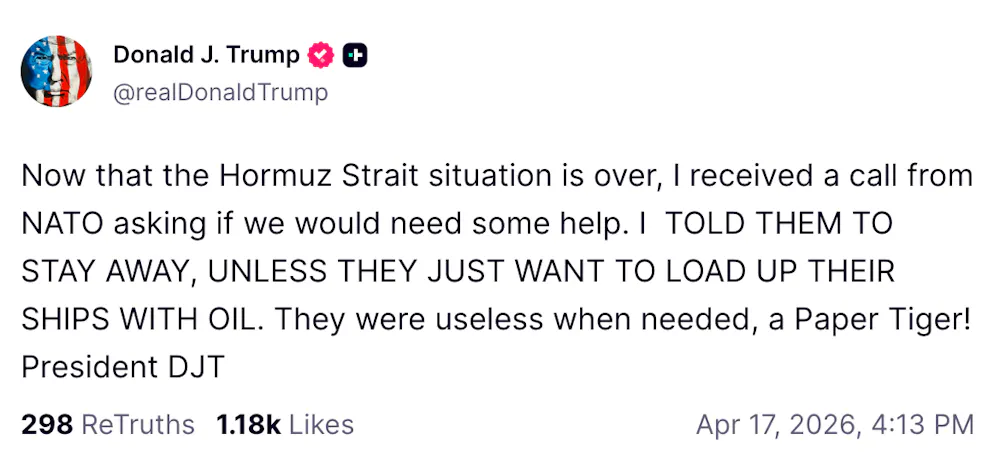 Trumps heutiger Post.