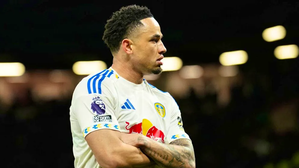 Noah Okafor celebrates an important win with Leeds