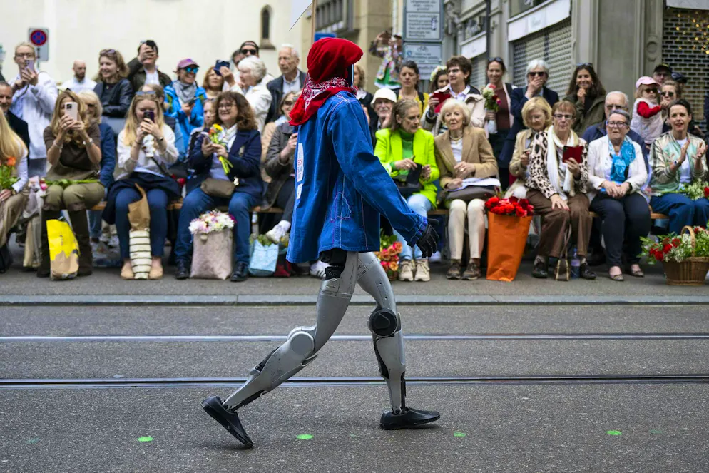 A robot takes part in the traditional parade of guilds at Zurich's Sechseläuten.