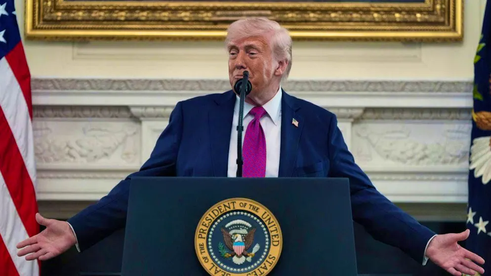 US President Donald Trump speaks during an event for NCAA champions in the State Dining Room of the White House, in Washington. Photo: Alex Brandon/AP/dpa