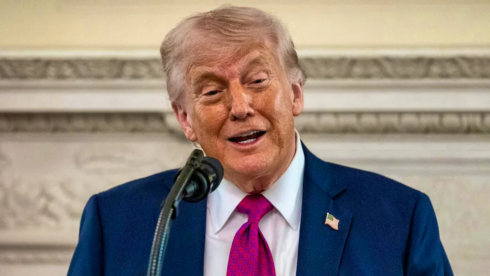 US President Donald Trump addresses the participants of a Bible marathon in Washington via video. (archive image)