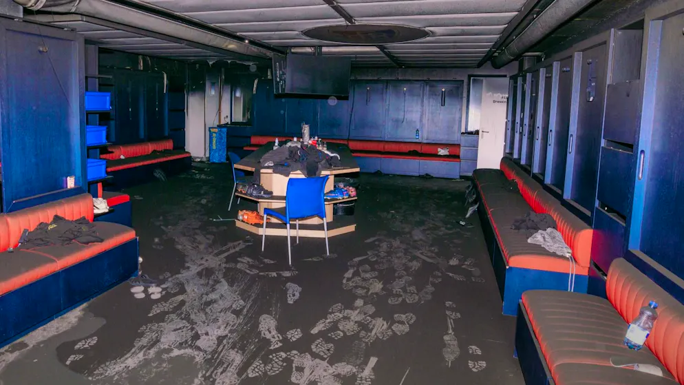 This is what it looked like in the FCB dressing room after the fire.
