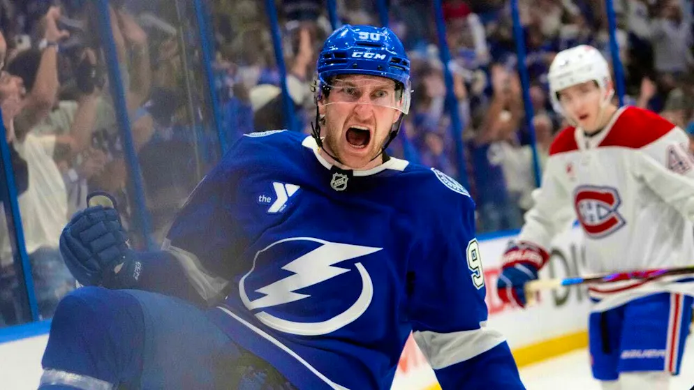 Janis Moser celebrates his goal in overtime