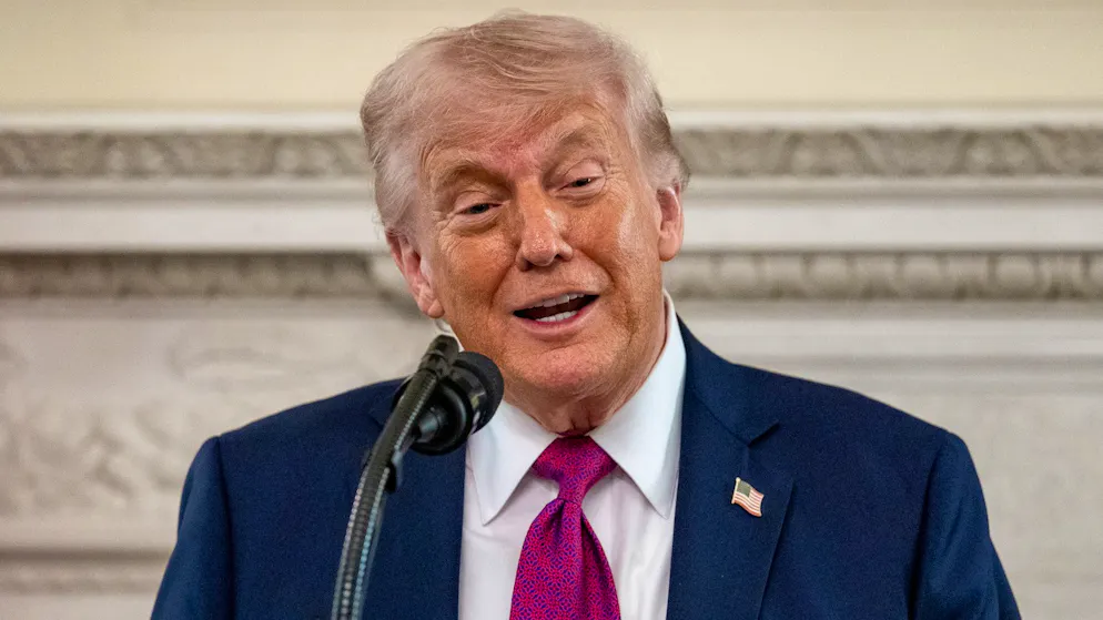 US-Präsident Donald Trump richtet sich per Video an die Teilnehmer eines Bibel-Marathons in Washington. (Archivbild)