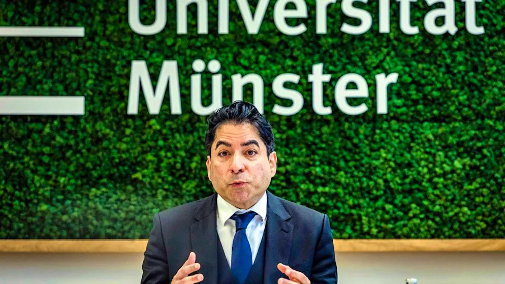 Prof. Dr. Mouhanad Khorchide, Director of the Center for Islamic Theology and founding dean of the new faculty, speaks during a press conference. A Faculty of Islamic Theology will begin its work at the University of Münster on July 1. Photo: Lars Berg/dpa