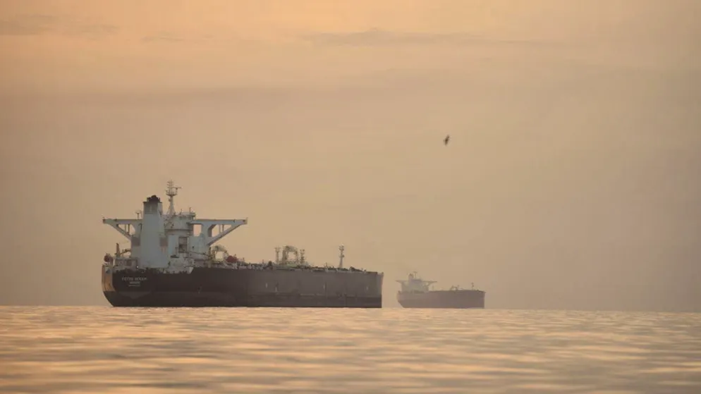 ARCHIVE - Tankers anchor in the Strait of Hormuz off the coast of the island of Qezhm. photo: Asghar Besharati/AP/dpa