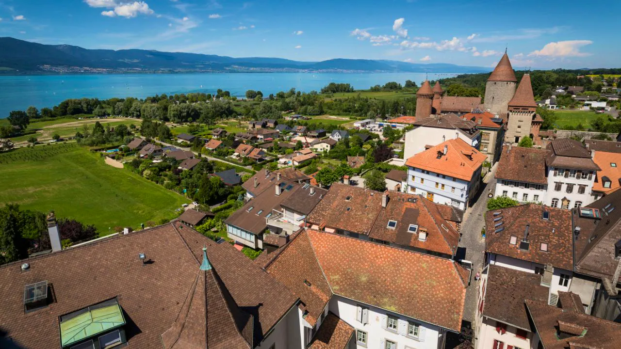 Federal Council meeting. Fribourg town of Estavayer-le-Lac receives a visit from the Federal Council