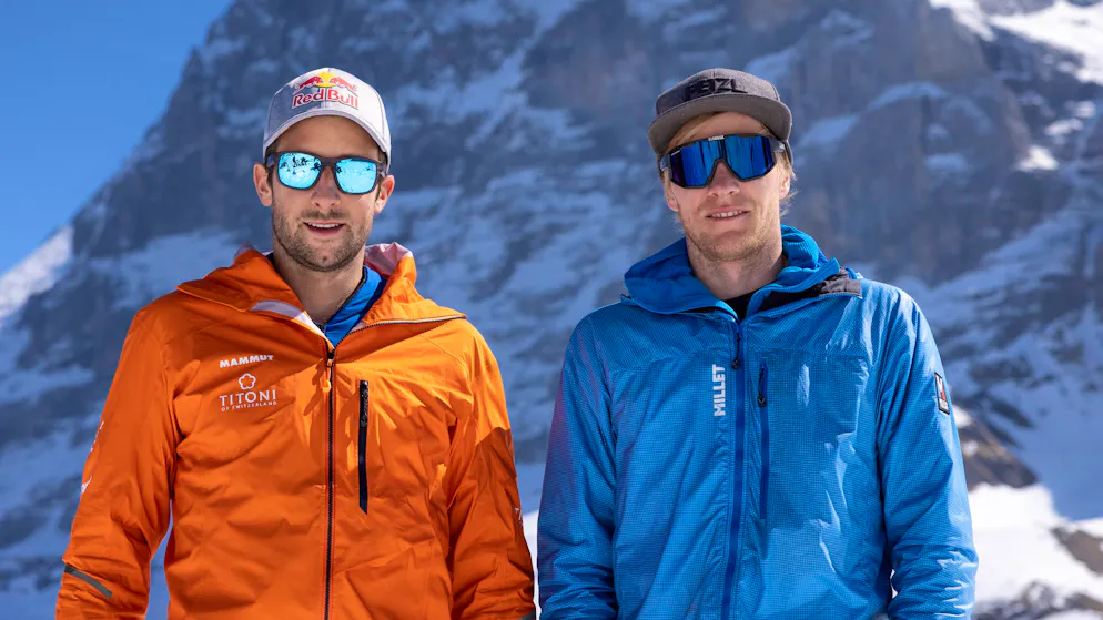 Nicolas Hojac mit Philipp Brugger vor der Eiger-Nordwand.