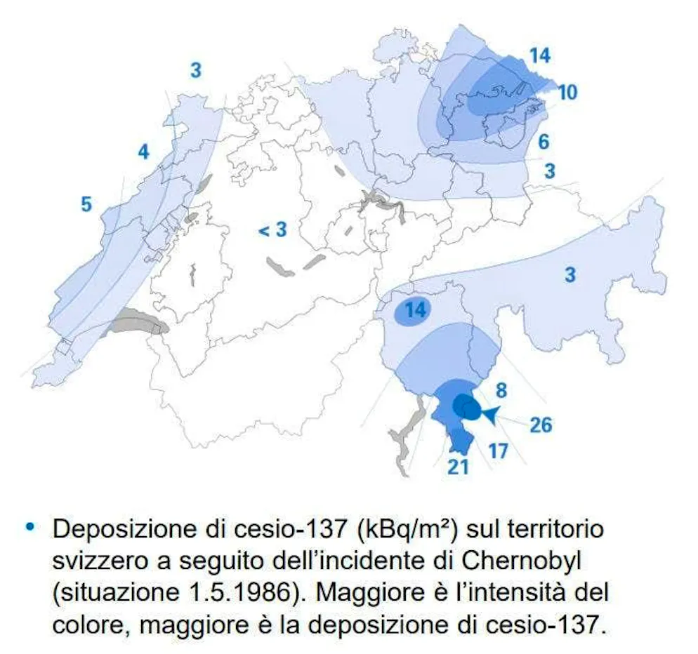 Deposition of caesium-137 in Switzerland in 1986