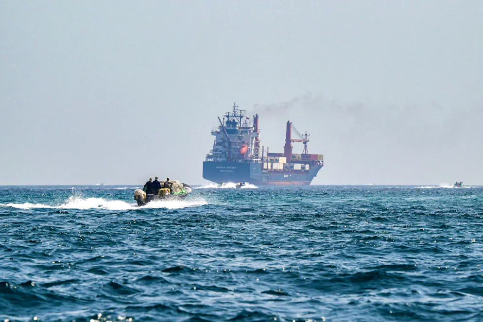 La Maison Blanche n'a pas considéré la saisie comme une violation du cessez-le-feu, entré en vigueur le 8 avril, car «il ne s'agissait ni de navires américains, ni de navires israéliens», mais de «deux navires internationaux». (image prétexte - archives Ormuz)