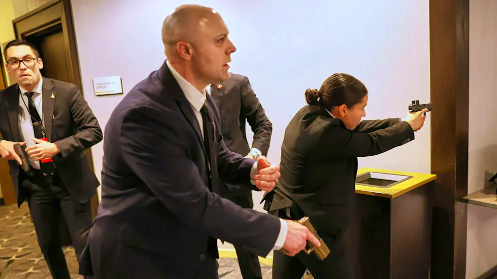 Security forces deployed after shots were fired at a gala dinner in Washington.