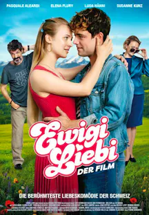 Schweizer Liebeskomödie Ewigi Liebi mit jungem Paar in Berglandschaft, romantische und humorvolle Geschichte