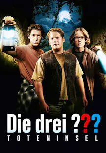 Abenteuerfilm Die drei Fragezeichen Toteninsel mit drei Jugendlichen und Taschenlampen, geheimnisvolle Suche auf Insel