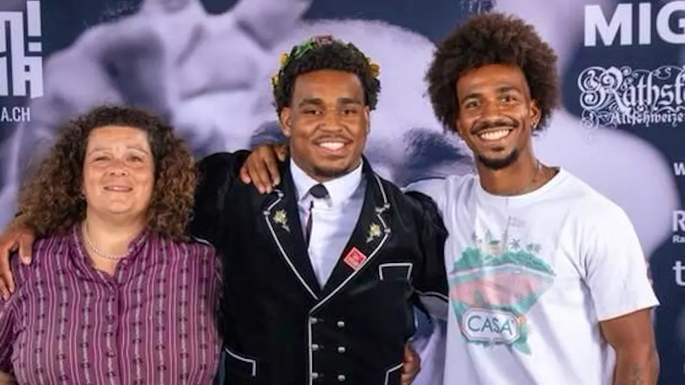 Das Team Lüscher: Mama Petra, Sinisha und Bruder Noah (v.l.n.r.).