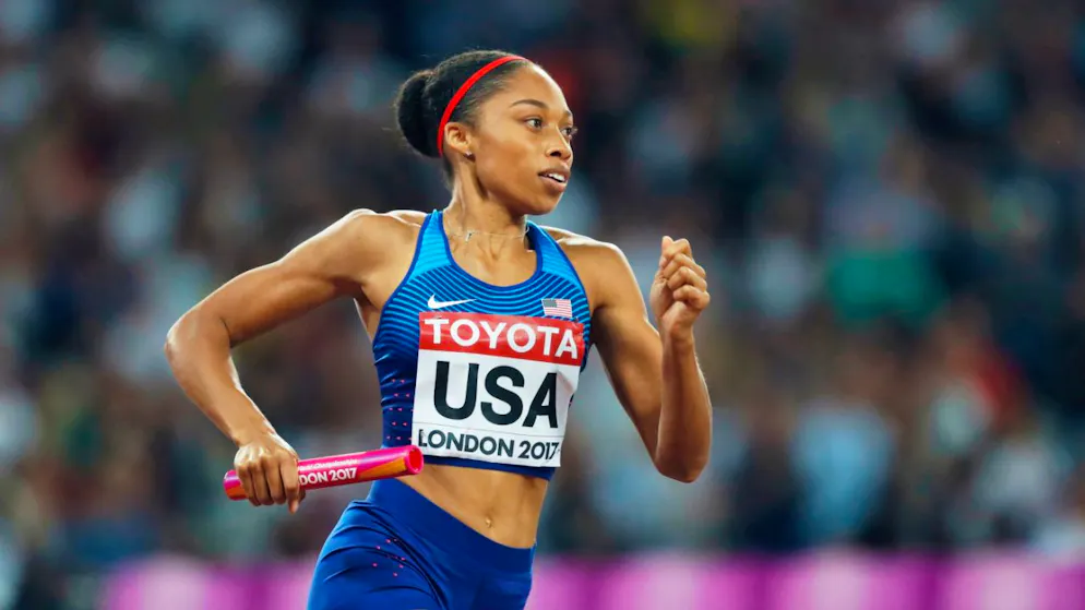 Allyson Felix als Staffelläuferin über 4x400 m an der WM 2017 in London