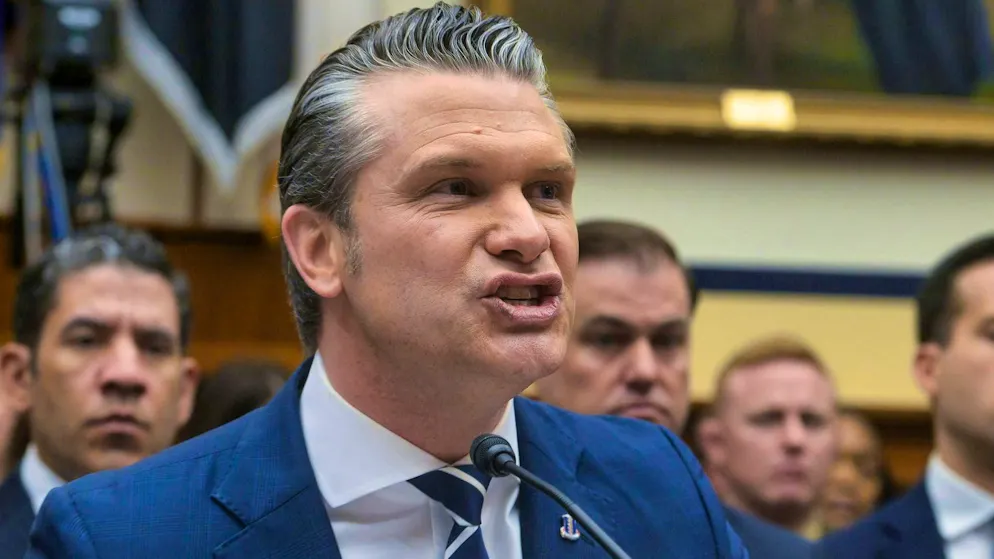 A picture is worth a thousand words: Pete Hegseth has to answer questions from the House Committee on Armed Services in Congress on April 29.