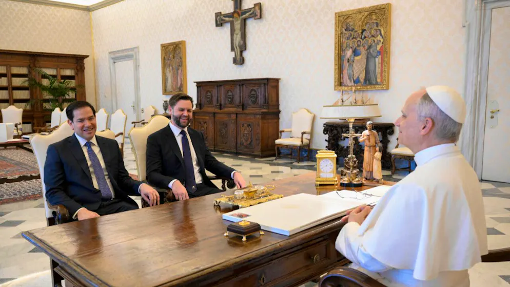 Papa Leone, JD Vance e Marco Rubio nel corso dell'incontro dello scorso anno al Vaticano.
