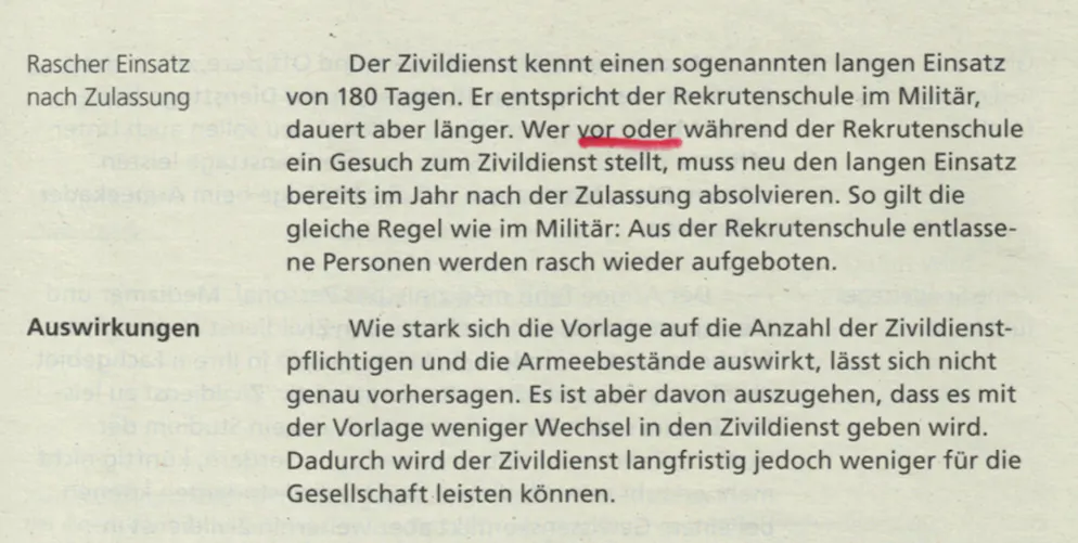 Die unterstrichenen zwei Wörter im Abstimmungsbüchlein sind falsch.