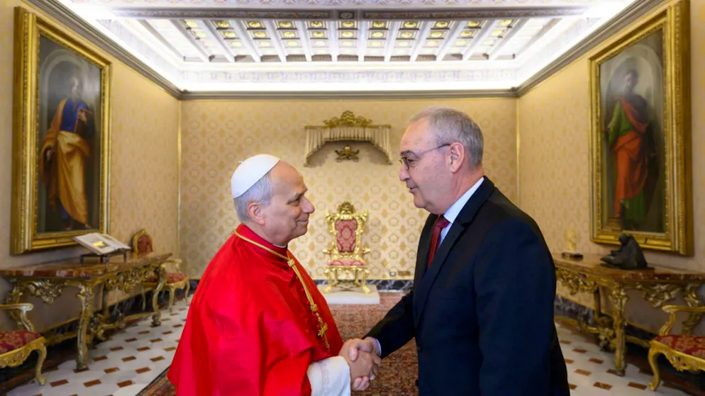 Il pontefice insieme al presidente della Confederazione.