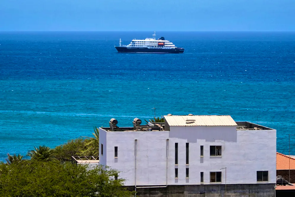 Hantavirus: Cruise ship allowed to call at Canary Islands - Gallery. The affected ship is in the port of Praia, Cape Verde.