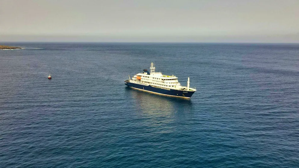 The Dutch cruise ship "Hondius" in the Atlantic off Cape Verde on Tuesday.