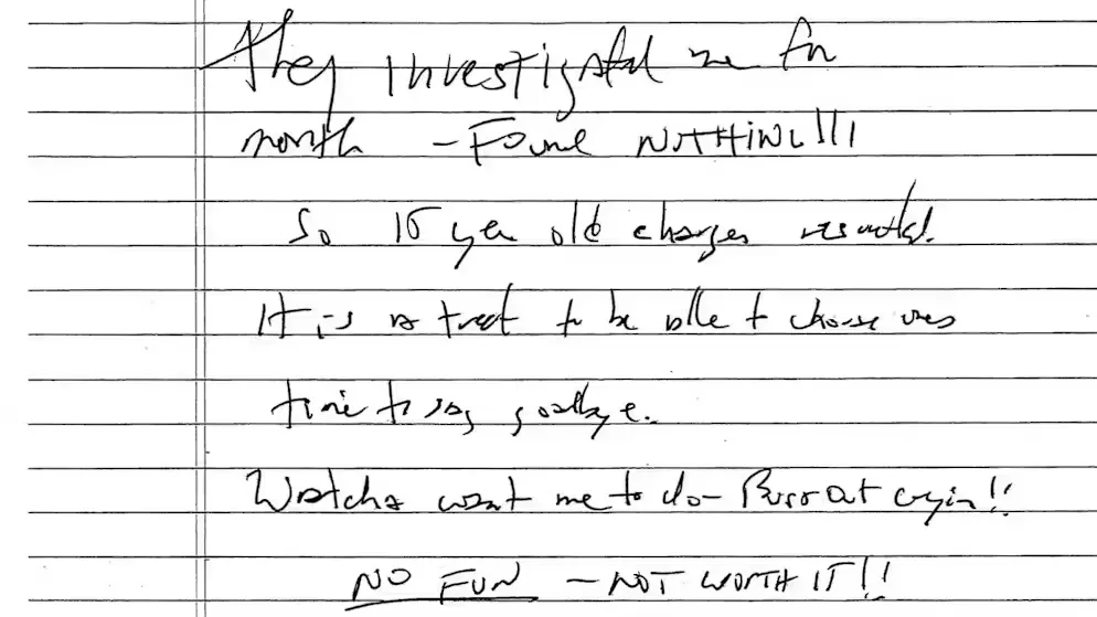Extrait de la prétendue lettre d'adieu de Jeffrey Epstein.