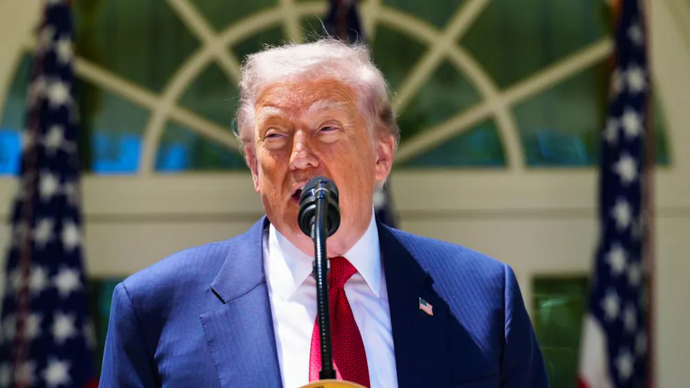 US-Präsident Donald Trump spricht im Rosengarten des Weissen Hauses in Washington. Foto: Jacquelyn Martin/AP/dpa
