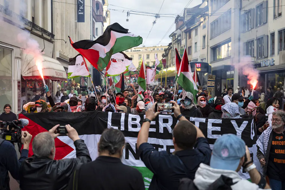 Pro-Palästina-Demonstration während des 69. ESCs am 17. Mai 2025 in Basel: Der Wettbewerb hatte schon einige politische Momente.