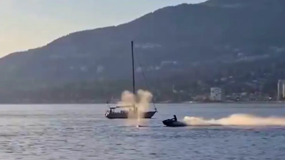 Schockmoment im Video. Jetskifahrer rammt Wal und wird verletzt