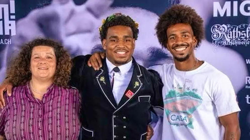 Team Lüscher: mom Petra, Sinisha and brother Noah (from left to right).