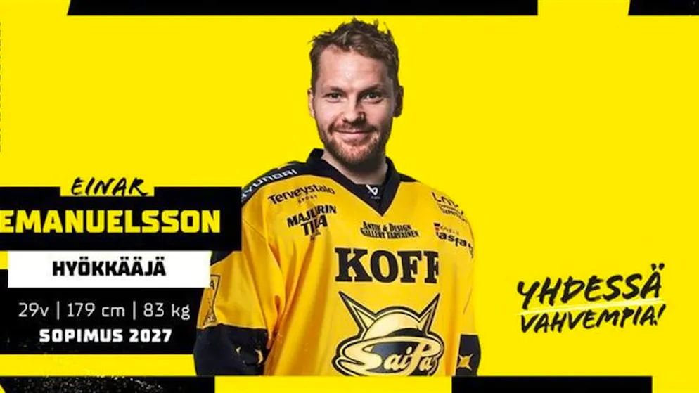 Hockey. L’ex bianconero Einar Emanuelsson firma con i finlandesi del SaiPa