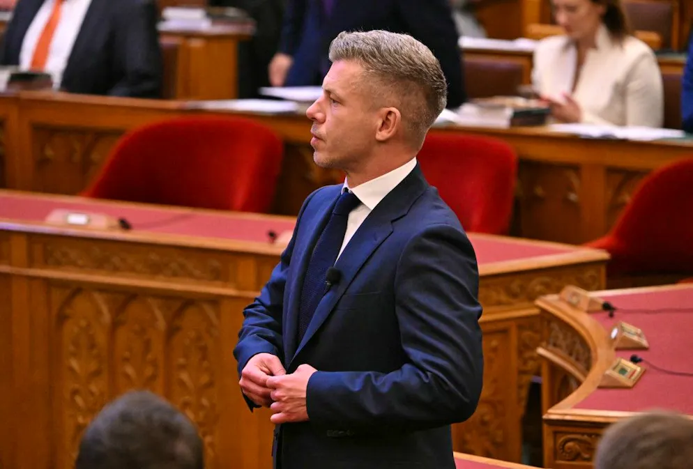 Hungary's incoming Prime Minister Peter Magyar is pictured at the Hungarian parliament in Budapest on May 9, 2026. Pro-European conservative Peter Magyar will be officially sworn in as Prime Minister by the Hungarian parliament on May 9, 2026, just under a month after his landslide victory in the parliamentary elections against nationalist Viktor Orban. (Photo by Attila KISBENEDEK / AFP)