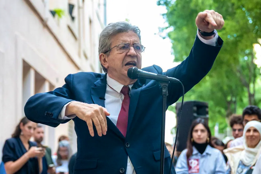 Jean-Luc Mélenchon, lors d’un meeting à Marseille, le 7 mai 2026. 