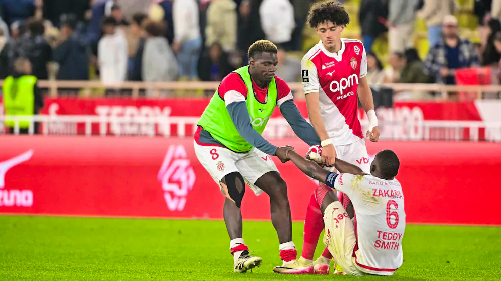 Paul Pogba and top talent Maghnes Akliouche console Zakaria after the own goal.