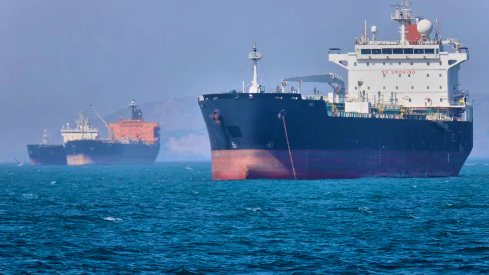 Two oil ships anchored off the Iranian coast near the Strait of Hormuz. (archive picture)