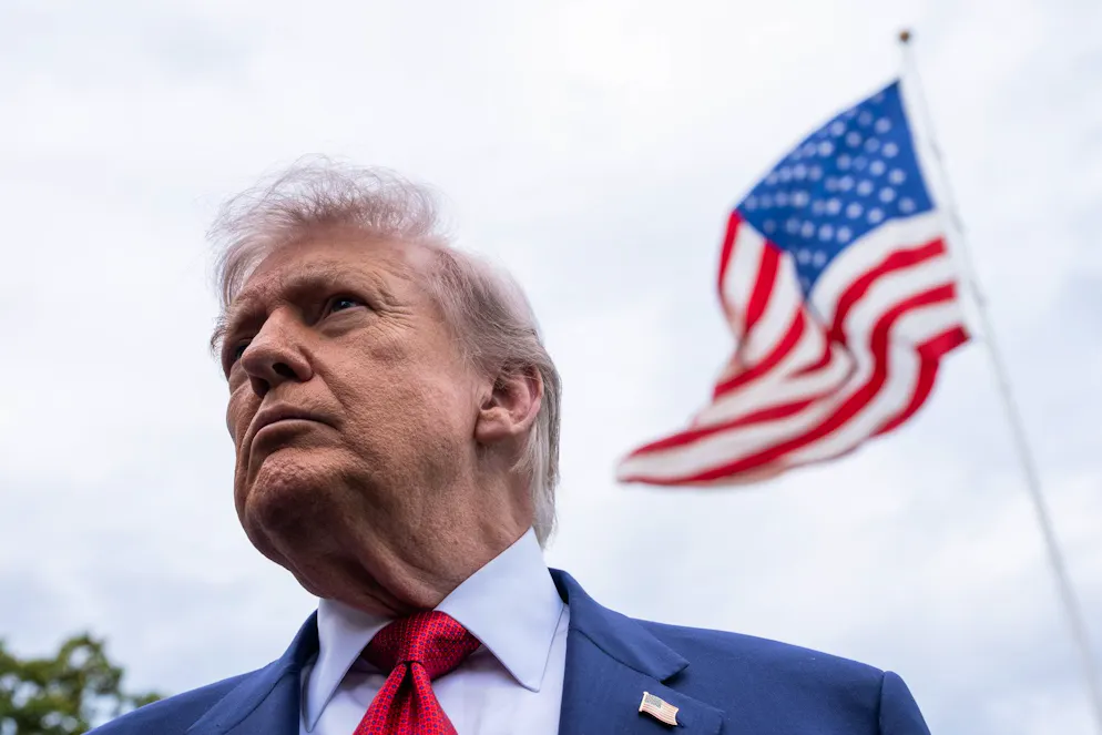 epa12942696 US President Donald J. Trump gives remarks to the media as he departs the White House for Sterling, Virginia, in Washington, DC, USA, 08 May 2026. EPA/Aaron Schwartz / POOL