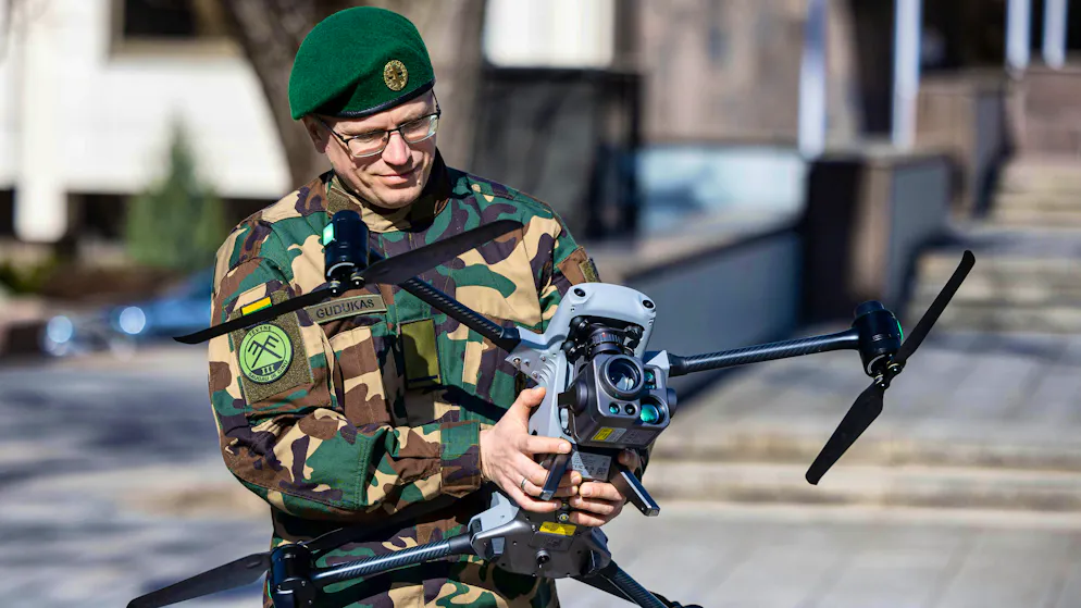 Handover of drones to combat smuggling and hybrid threats at the Lithuanian border. (Archive)