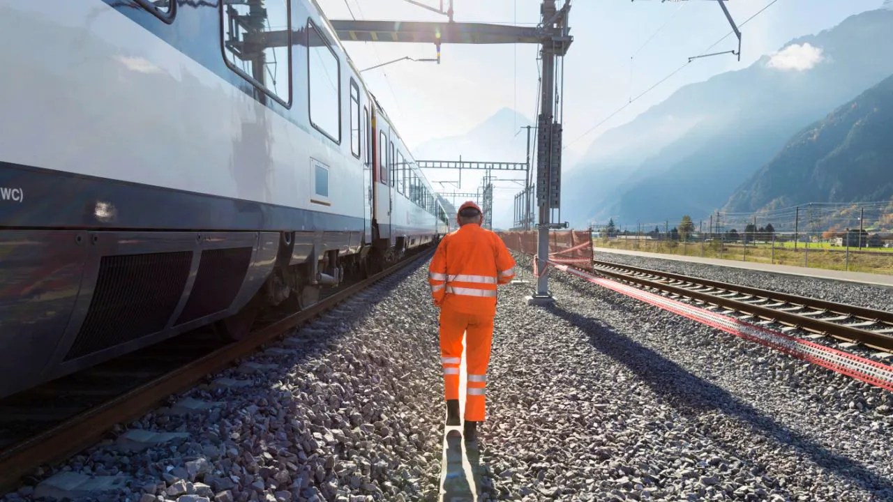 Railroad infrastructure. SBB installs derailment detectors in front of the Gotthard Base Tunnel