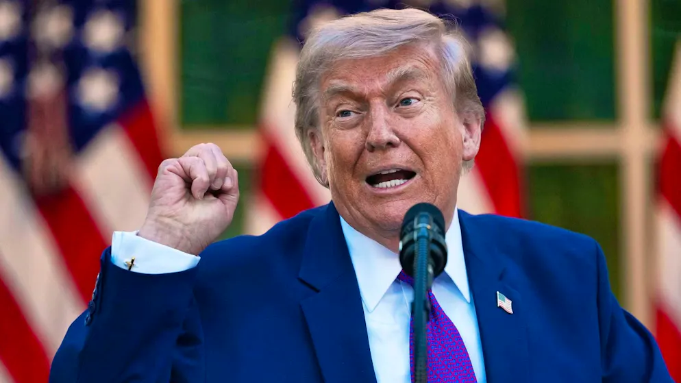 US President Donald Trump during a speech in the Rose Garden of the White House on Monday.