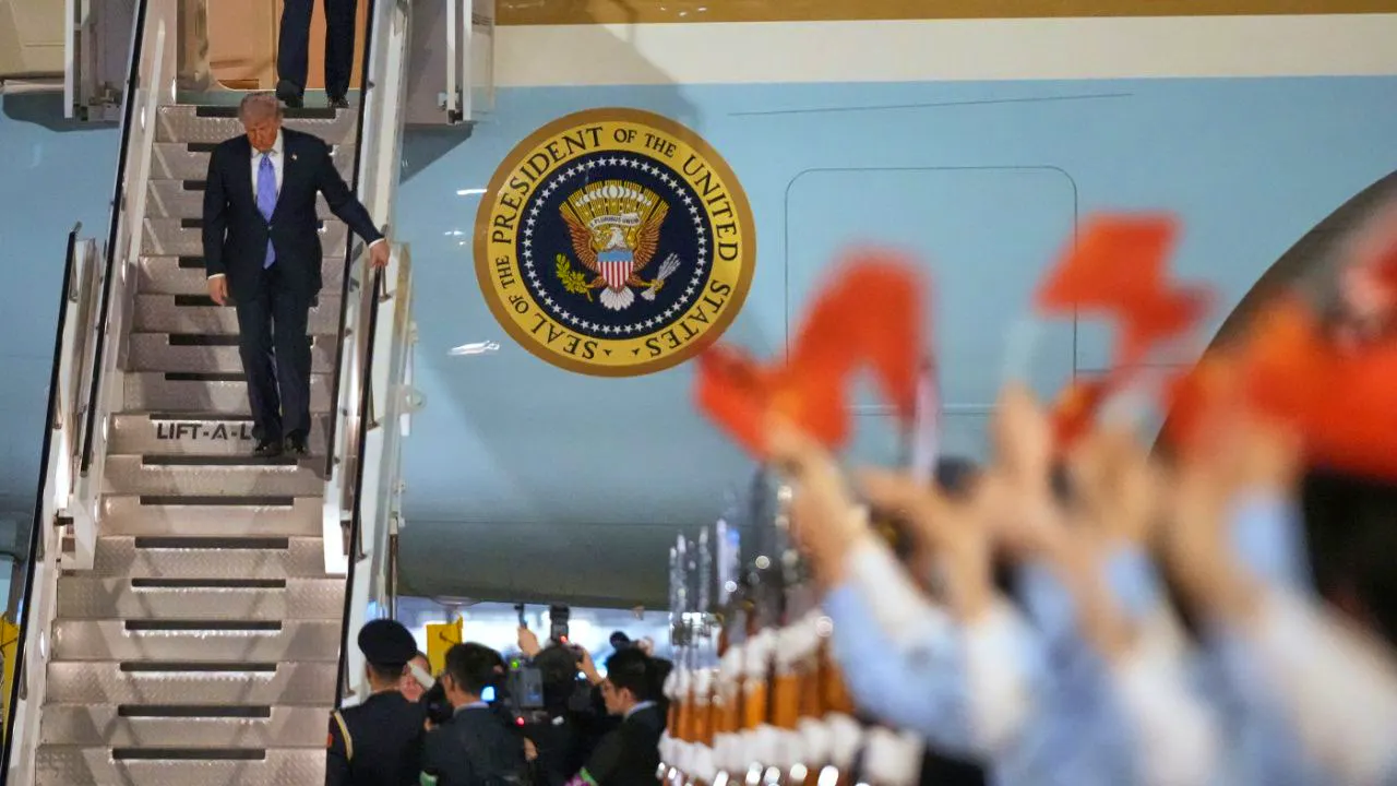 USA. US-Präsident Trump erreicht Peking zu China-Besuch