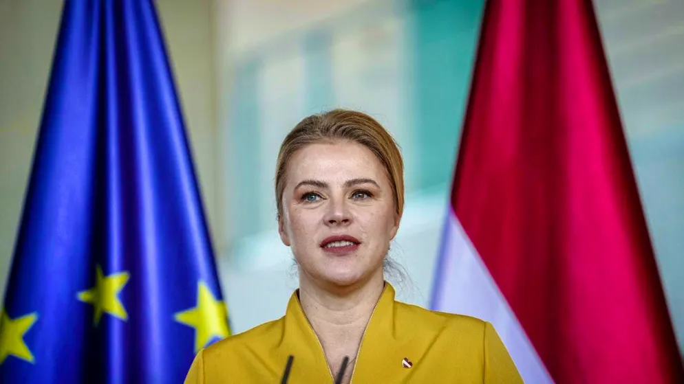 ARCHIVE - Latvia's head of government Evika Silina at a press conference. Photo: Kay Nietfeld/dpa/Archive picture