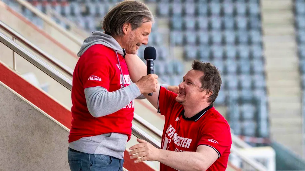 Head of Sport Dominik Albrecht (right) with club president Andres Gerber.