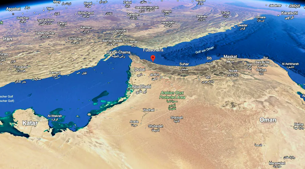 Marked: The location of Fujairah.
