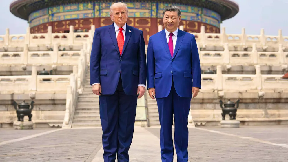US President Donald Trump (l.) and China's head of state Xi Jinping in Beijing on Thursday.